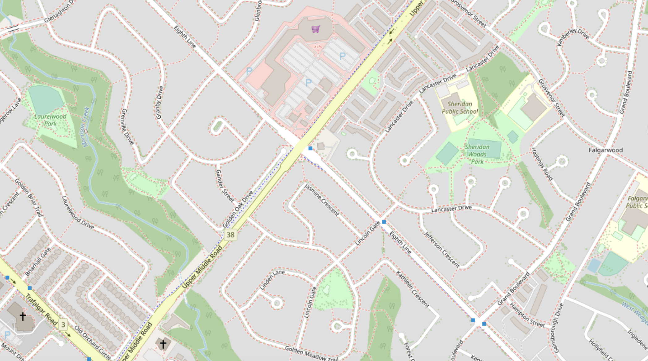 Upper Middle Road East and Eighth Line | Openstreetmap